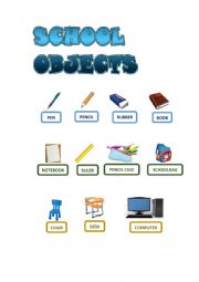 English Worksheet: school objects