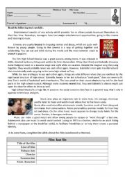 English Worksheet: Test music and cinema