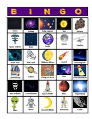 English Worksheet: Space Bingo