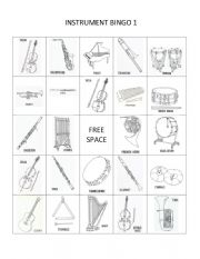 Instrument Bingo Board #1