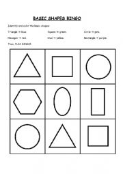 English Worksheet: BASIC SHAPES BINGO