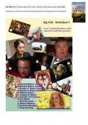English Worksheet: BIG FISH movie analysis