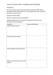 English Worksheet: Volcano Investigation