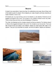 English Worksheet: DESERTS