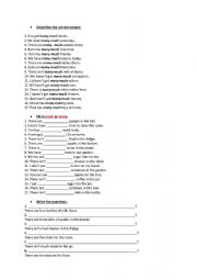 English Worksheet: Much-Many