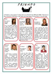 English Worksheet: Reading comprehension about TV show FRIENDS TV