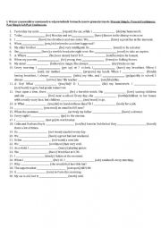 English Worksheet: Present Simple-Present Continuous-Past Simple-Past Continuous