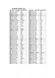 English Worksheet: Irregular verbs
