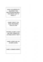 English Worksheet: simple game with cards about sports