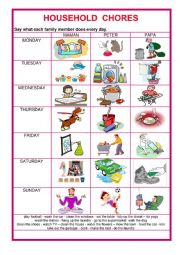 English Worksheet: Household chores