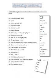 English Worksheet: speaking naturally level A2.2