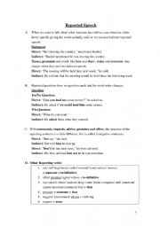 English Worksheet: Reported Speech