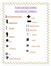 PUNCTUATION MARKS AND SPECIAL SYMBOLS