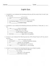 English Worksheet: English Quiz