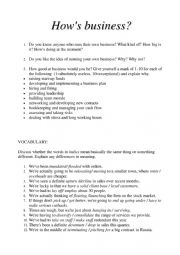 English Worksheet: How�s business?