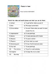 English Worksheet: Places in town
