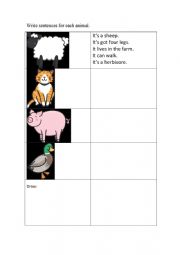 Describing animals Writing Activity