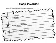 English Worksheet: Gving directions MAP
