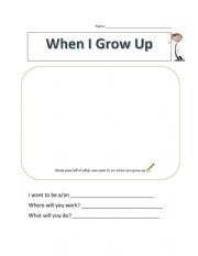 English Worksheet: When I grow up