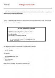 English Worksheet: Practice for Formal letter writing