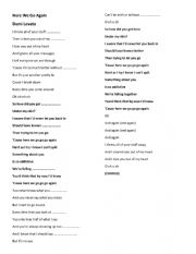 English Worksheet: Here we go again song