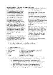 English Worksheet: Is gaming good for you?