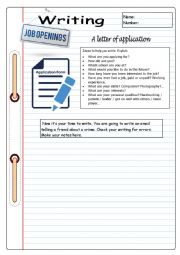 English Worksheet: Writing - A letter of application