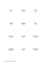 English Worksheet: participle verbs memory game