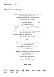 English Worksheet: Beatles filling the gaps