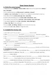 English Worksheet: 3 tenses review