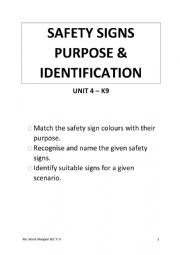 English Worksheet: Safety Signs booklet 