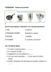 English Worksheet: cookware