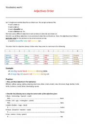 English Worksheet: Adjectives order