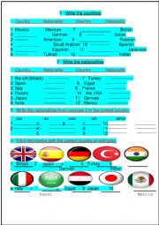 English Worksheet: nationalities worksheet