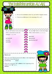 English Worksheet: Indefinite article