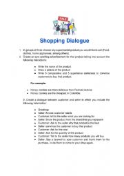 English Worksheet:  Shopping dialogue