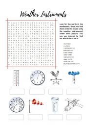 Weather instruments vocabulary