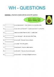 English Worksheet: Wh - Questions