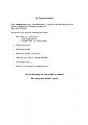 English Worksheet: Write a text about your favourite animal