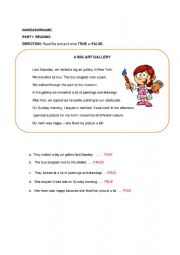 English Worksheet: reading past tense