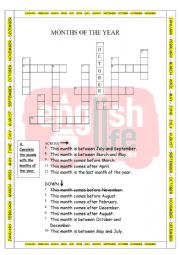 English Worksheet: Months