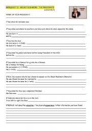 English Worksheet: 0.0DG - Mount Rushmore WEBQUEST II - ACTION CARDS (not EZ et EZ)