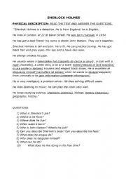 English Worksheet: Sherlock Holmes Read and answer