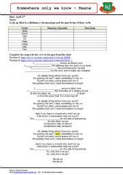 English Worksheet: somewhere only we know (keane)  