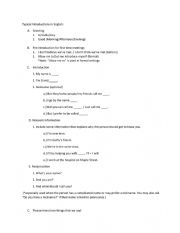 English Worksheet: English Introductions Outline