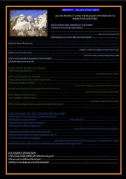 English Worksheet: 0.00D - Mount Rushmore WEBQUEST I - THE MONUMENT ITSELF (Webquest) + help