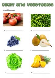 English Worksheet: Fruit and veggies ( part II)