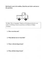 English Worksheet: Bob�s Notes