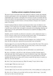 English Worksheet: customer complaint