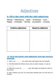 English Worksheet: adjectives